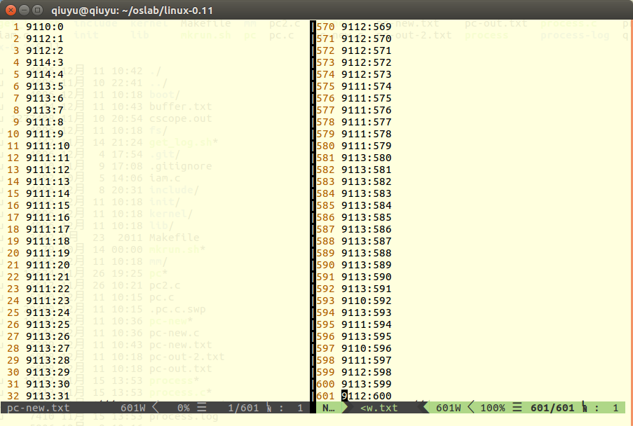 Ubuntu上pc.c的执行结果